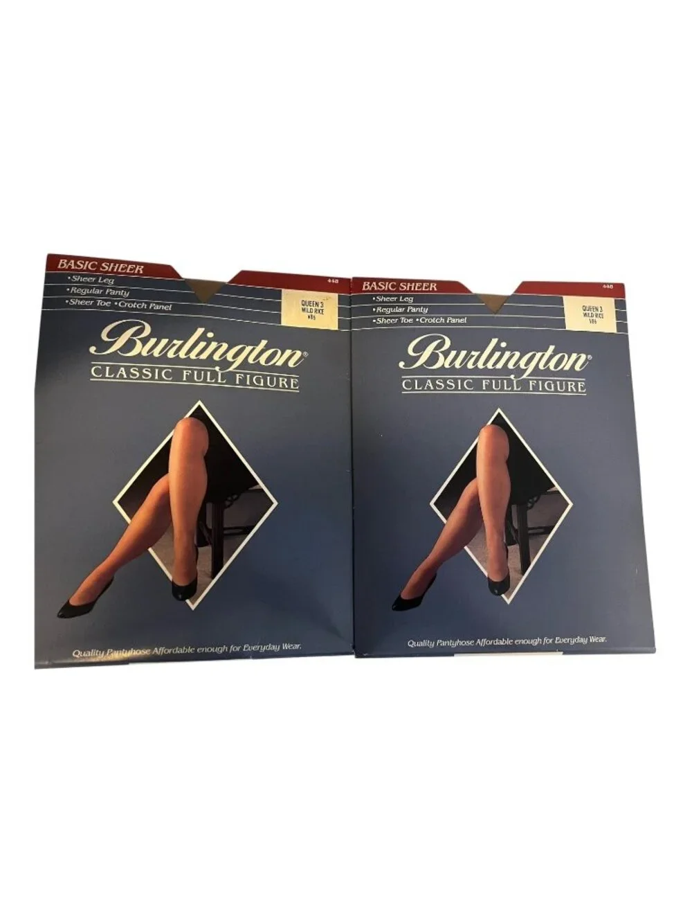 Pantyhose Sheer Queen 3 Vintage Burlington Wild Rice Set of 2 NEW